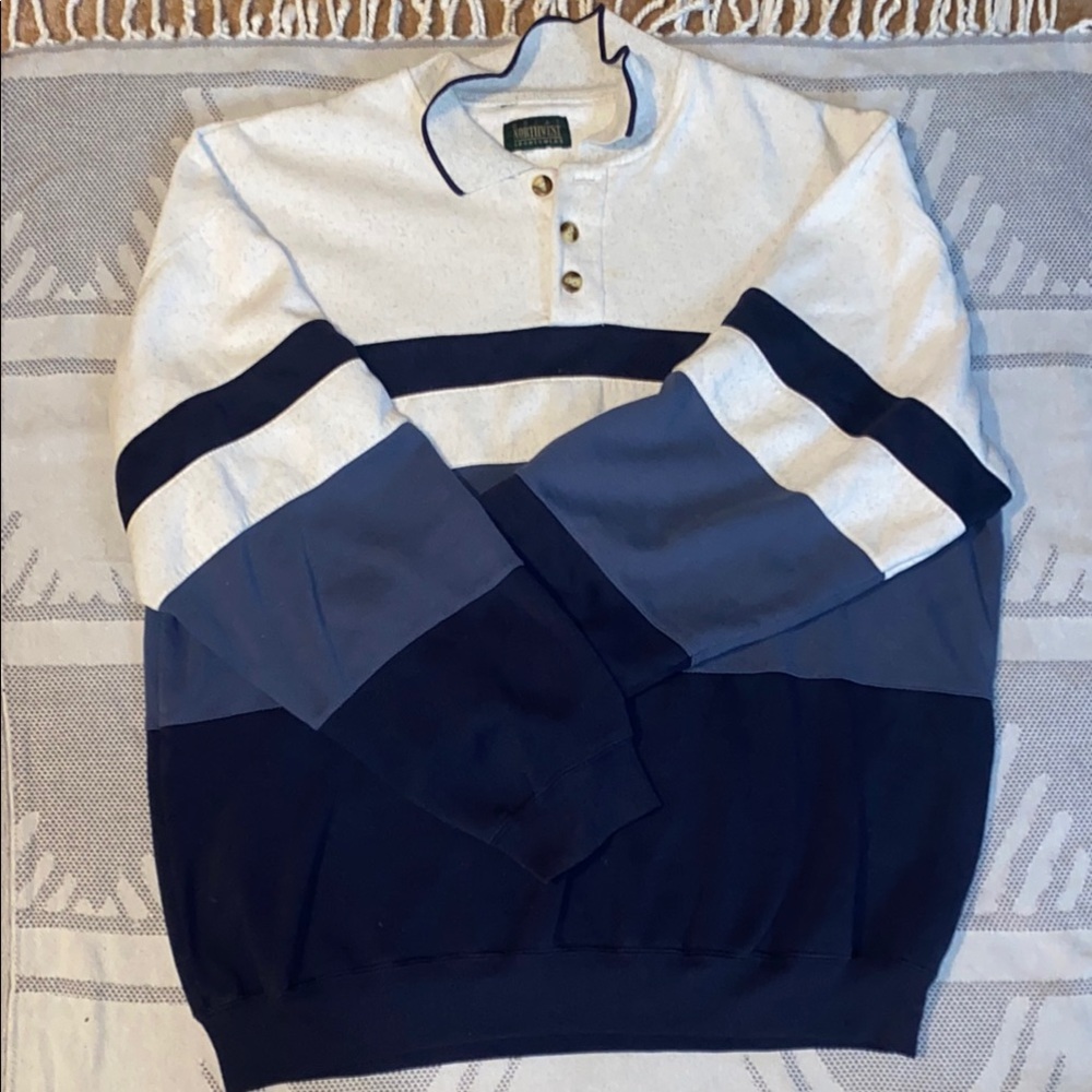 Great northwest sportswear Crewneck Sweater White and Blue Colorblock